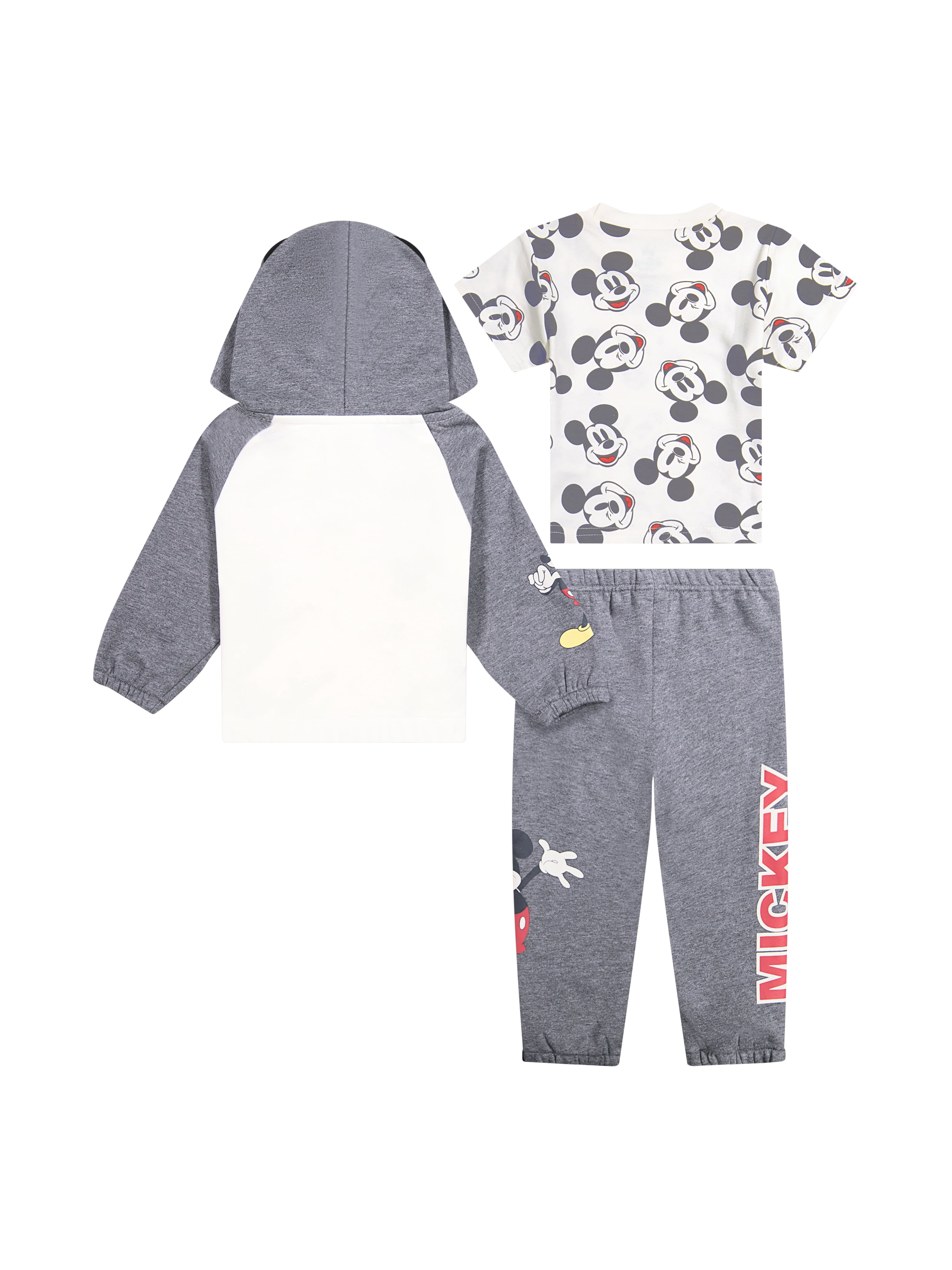 Mickey Mouse Baby Boy 3 Piece Fleece Jogger Set, Sizes 0-24 Months
