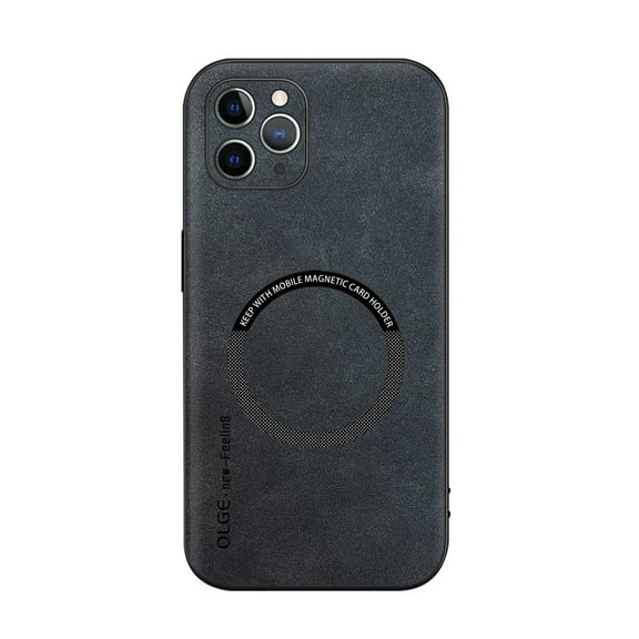 for iPhone 11 Pro Max PU Leather Case, Vintage Compatible with MagSafe and Wireless Charging Slim Fit-Drop Scratch Resistant Support Magnetic Car Mount Case Cover for iPhone 11 Pro Max, Black