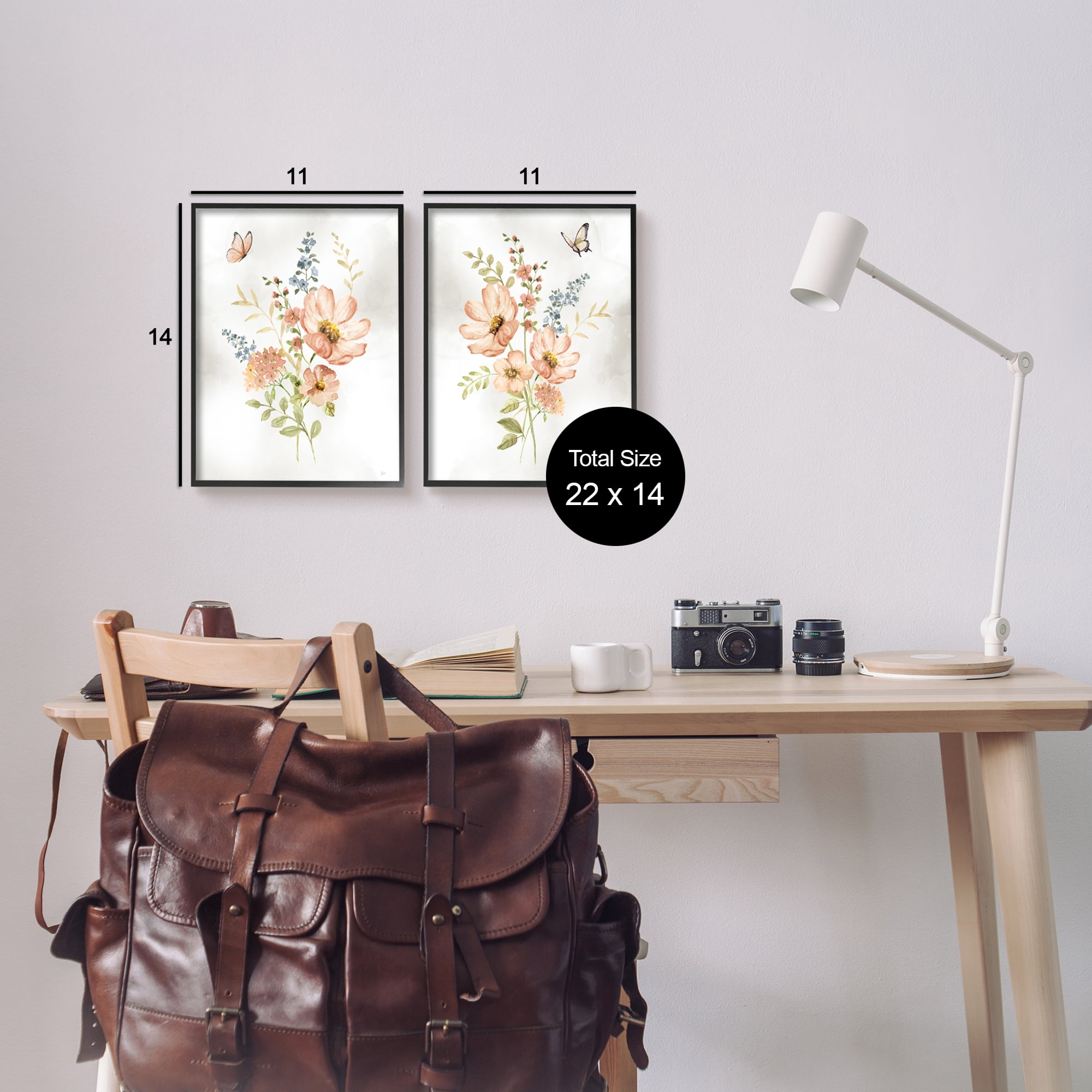 Stupell Industries Soft Pink Spring Flowers Botanical & Floral Painting Black Framed Art Print Wall Art, 11 x 14, Set of 2