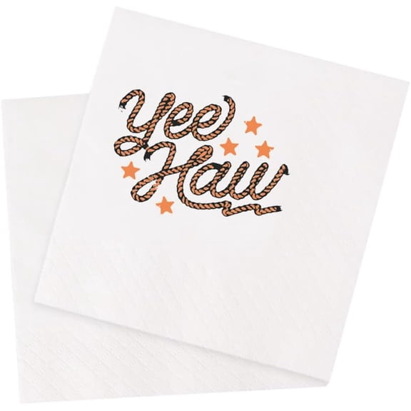 20pcs Yee Haw Rope Cocktail Napkins Funny And Humorous Country Western Cowboy Phrase and Saying Retro Vintage Party Beverage Bar Disposable Paper Napkins 5 x 5 (Yee Haw Rope) 5"x5"
