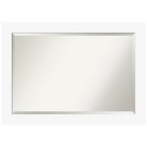 Amanti Art Basic White Beveled Wood Bathroom Wall Mirror