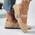 thumbnail image 6 of Miluxas Women's Mary Jane Ballet Flats, Square Toe Adjustable Buckle Suede Slip-On Casual Dress Shoes Beige 7(39), 6 of 8