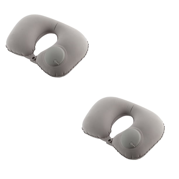 Funda de almohada de 2 piezas, portátil, suave, en forma de U, cojín de viaje para coche, inflable, protección para el cuello, almohadas para el cuello