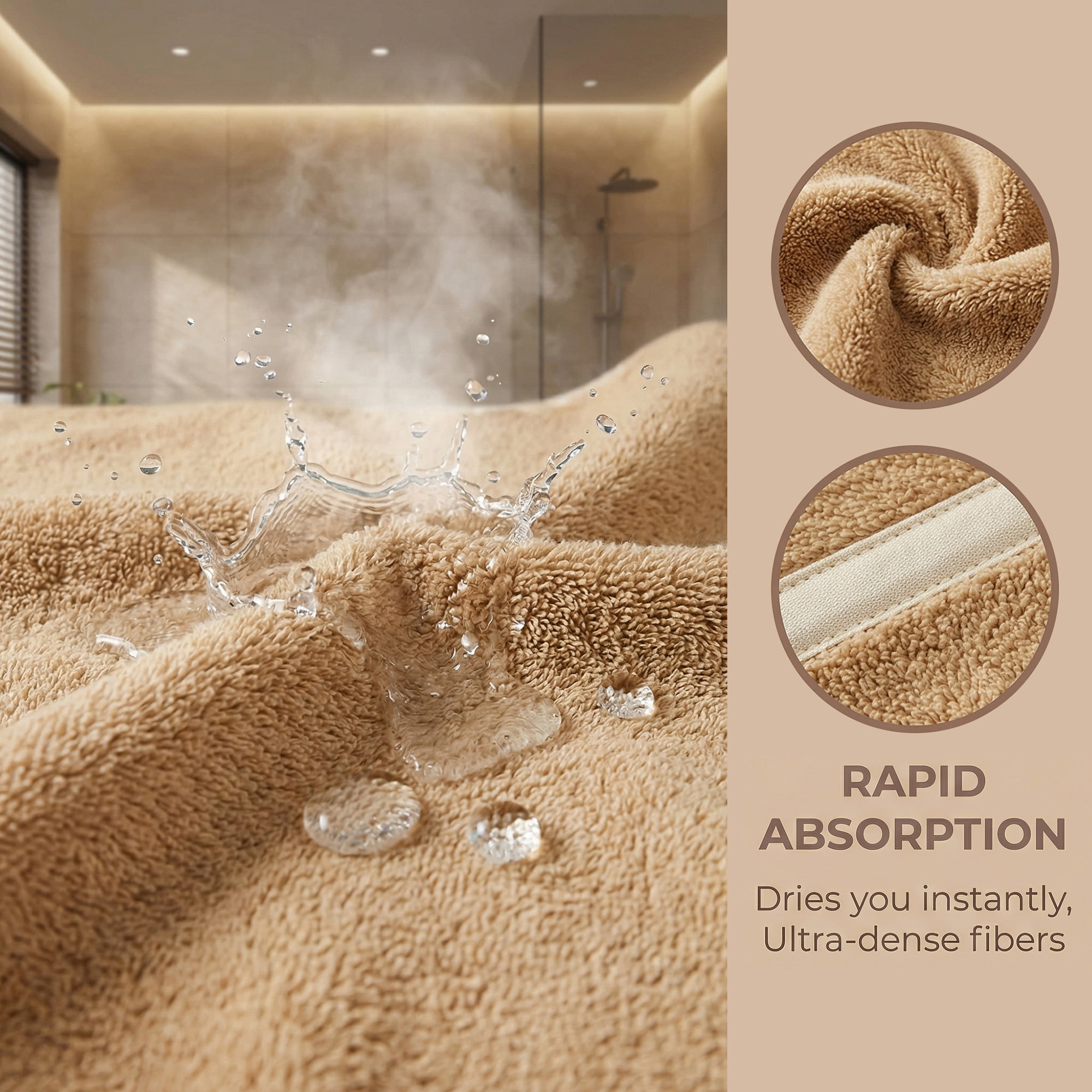 Unique Bargains Ultra Soft Absorbent Coral Fleece Towel 2 Pack Brown/Beige 63"x31"