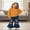 Orange, variant on Toddler Baby Girl Spring Outfits Decorative Flowers Crew Neck Long Sleeve Sweatshirt and Flared Jeans 2 Pcs Set
