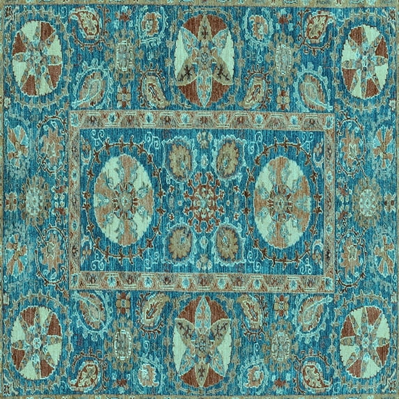 Ahgly Company Indoor Square Abstract Light Blue Modern Area Rugs, 3' Square