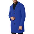 thumbnail image 6 of UVEASISHA Men's Trench Coat Slim Fit Single Breasted Jackets for Men Big and Tall Casual Long Peacoat Winter Wool Blend Warm Overcoat with Pockets Blue 5XL, 6 of 6