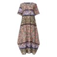 thumbnail image 3 of CHOK Femmes Robes Été Sans Manches Grande Taille en Vrac Floral Quotidien Lin Imprimé Longue Maxi Robe Décontractée Bleu XXXXL, 3 of 4