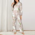 thumbnail image 2 of Pajama Sets for Women 2 Pcs, Cute rabbit white a Button Down Long Sleeve Sleepwear Lounge PJ Sets, 2 of 6