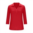 thumbnail image 6 of Lmueinov Womens Tops 3/4 Length Sleeve Shirts with Collar V Neck Business Casual Work Tunic Blouses Basic Tees 2025 Fall Outfits, 6 of 7
