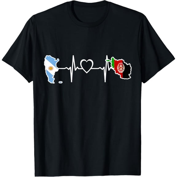men and women can wear,Afghanistan Argentine Flag Afghan Argentinian Heartbeat T-Shirt