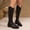 Black, variant on Knee High Boots for Women Round Toe Tall Flat Low Chunky Heel Long Riding Boots with Back Zipper for Fall and Winter Party Formal Occasions