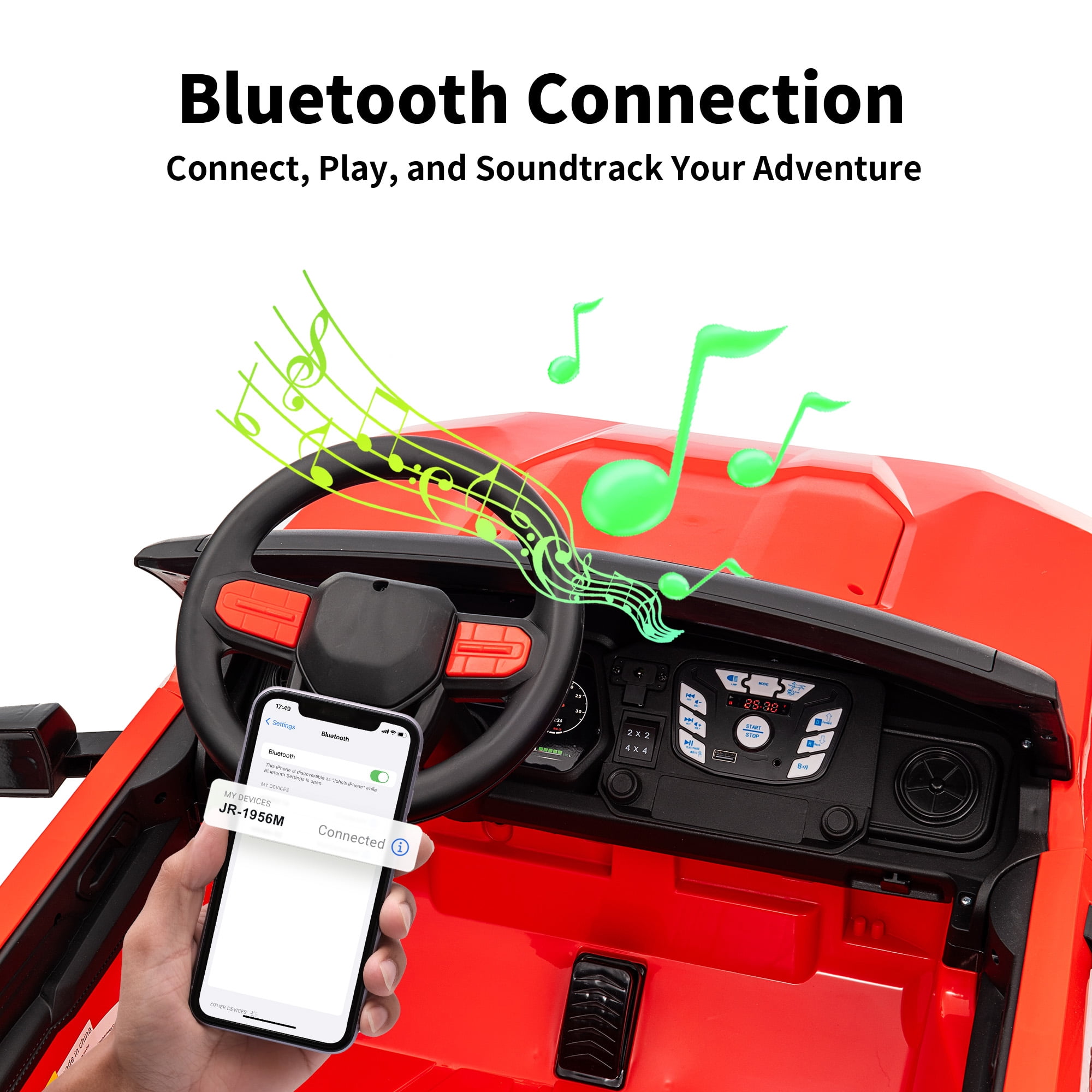 Hikiddo 4WD 2-Seater Electric Car for Kids, 24V 10Ah Ride on Toys Truck for Big Kids w/ Remote, 4x200W Motor - Red