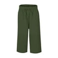 thumbnail image 6 of DHFJKG Women's Casual Capri Pants Linen High Waisted Solid Color Loose Fit With Tight Waist Lace Up Wide Leg Cropped Pants Leisure Trousers, 6 of 6