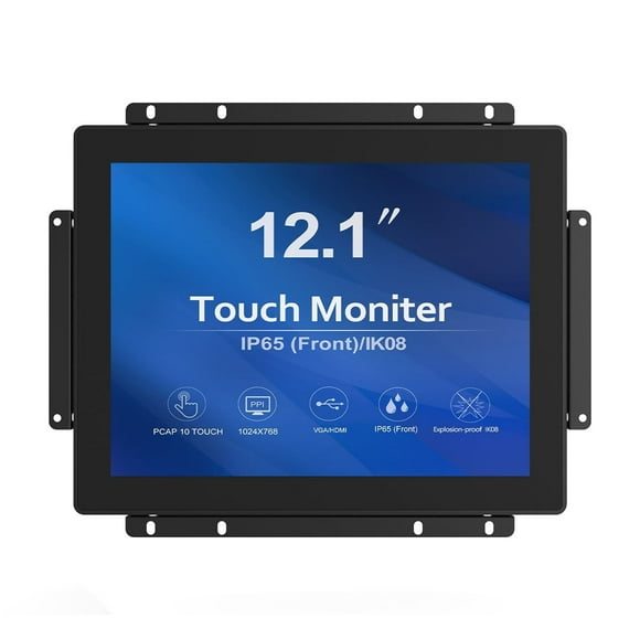 GreenTouch Moniteur Tactile 12,1 Pouces 10 Points avant IK08/IP65 Cadre Ouvert Montable sur Bureau Ou Mur Multi-Points Tactile 1024x768