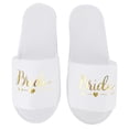 thumbnail image 1 of 5 Pair Letters Print Disposable Slippers for Hotel Wedding Party Shooting PropsBride, 1 of 9