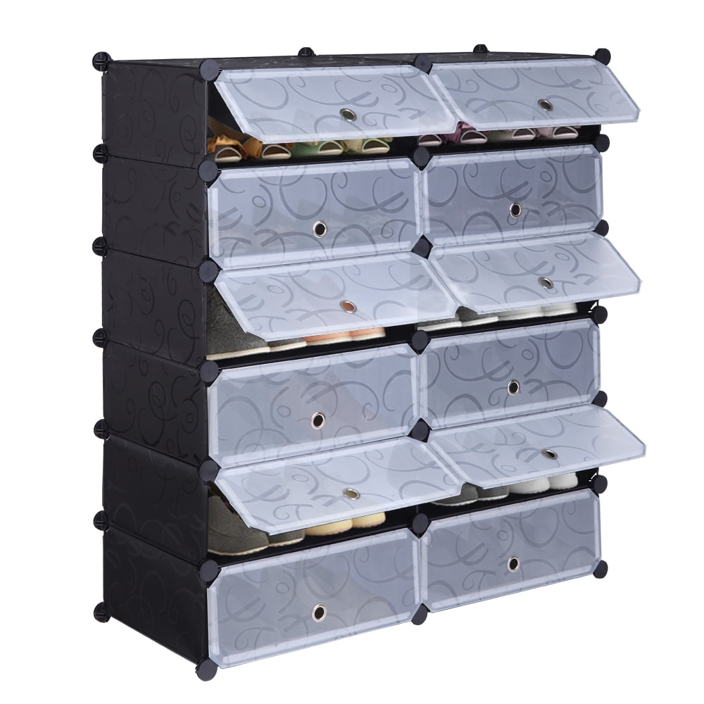 Shoe Rack 12 Cube DIY Shoe Box Plastic Storage Organizer Multi Use