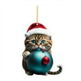 thumbnail image 2 of hulanddfd Cats Ornaments for Christmas Tree - Santa Hat Cats with Ball, Shatterproof Christmas Ornaments Hanging Christmas Decoration for Xmas Tree Home Party Decor and Gift G, 2 of 3
