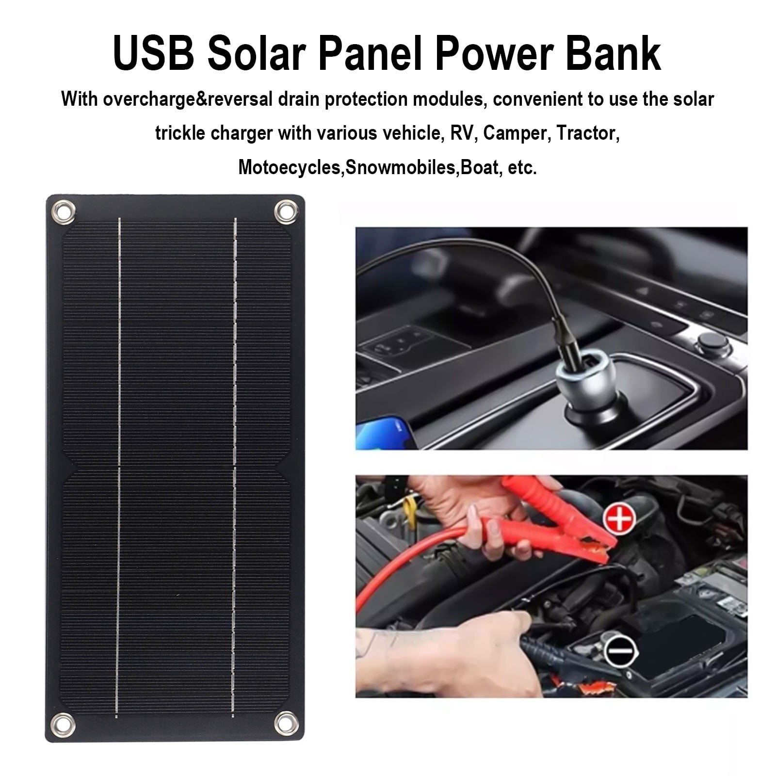 60W Solar Panel Kit 12V Trickle Battery Charger For Car Van Caravan Boat Smile Home