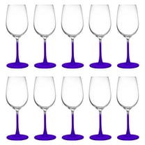 10 Crystal Wine Glasses Set, 13.25 oz. - Elegant, Lightweight, Barware - Purple