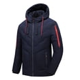 thumbnail image 3 of Gibobby Chamarra ligera hombre chamarra de espuma grande, ajuste de burbujas gruesas, con capucha, para invierno, informal, para hombre(Azul oscuro,M), 3 of 4