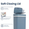 thumbnail image 4 of Nine Stars Automatic Bathroom Trash Can, 3.2 Gallon Plastic Motion Sensor Garbage Bin with Soft Close Lid, Steel Blue, 4 of 7