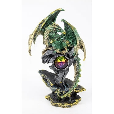 Mythical Medieval Dragon Statue 7" Green Western Dark Legend Office Home Decor. G16573
