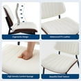 thumbnail image 4 of Dining Chairs Set of 4 - Mid Century Modern Upholstered Retro PU Leather Kitchen Chairs with Walnut Bentwood Back and Metal Legs for Dining Room and Kitchen, White Shell Strips, 4 of 7