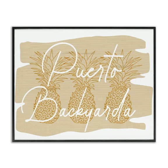 Stupell Industries Puerto Backyarda Phrase Food & Beverage Painting Black Framed Art Print Wall Art, 14 x 11