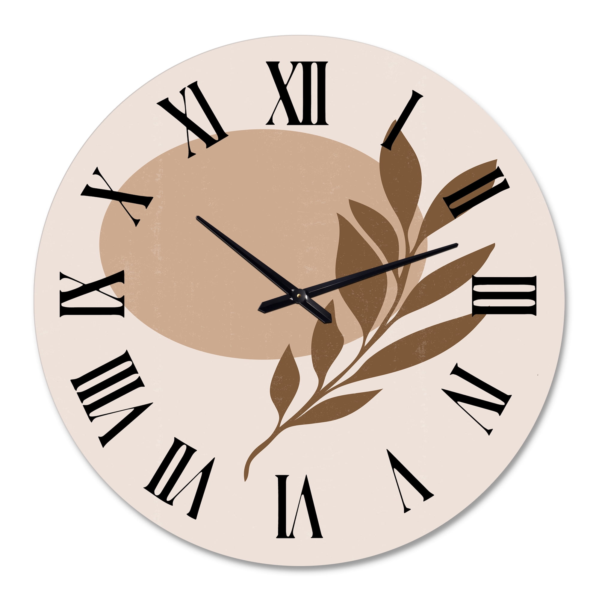 Designart 'Abstract Terracotta Sun & Moon With Tropical Leaf' Modern Wall Clock