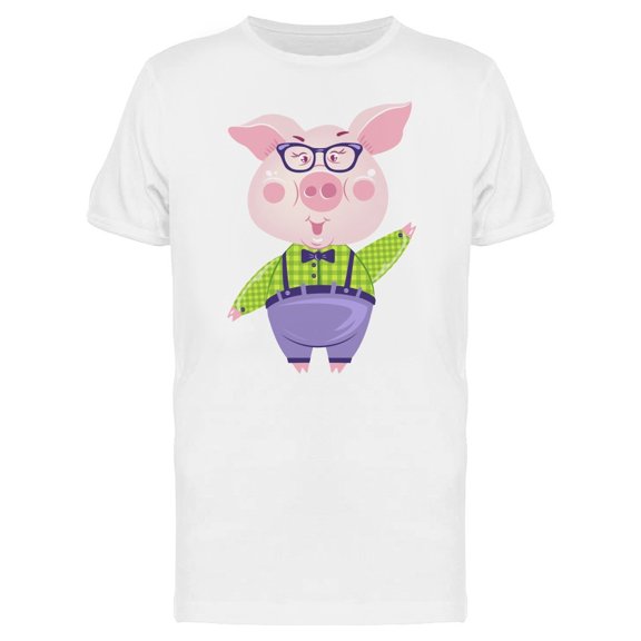 Funny Pig With Hipste Clothes Tee Men's -Image by Shutterstock