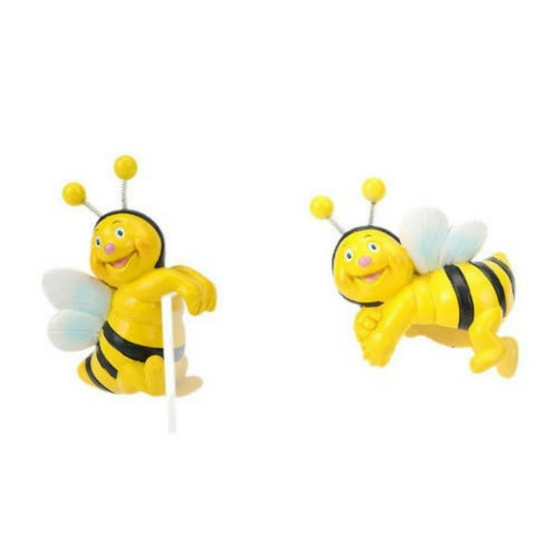 Juego de 2 bonitas estatuas de abejas para jardín | Decoración de exterior de resina resistente a la intemperie para macetas, patios y jardineras de interior | Decoración primaveral