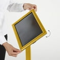 thumbnail image 4 of M&T Displays Simplistic Curved Menu Board 11x17 inch Gold Pedestal Sign Holder Floor Standing Aluminum Front Loading Easy Open Poster Advertisement Sign Holder for Restaurant Cafe Hotel, 4 of 8