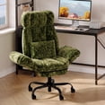 thumbnail image 4 of Bestier Big and Tall Executive Office Chair with Massage and Footrest Ergonomic Computer Desk Chair Reclining High Back Plush Velvet Swivel Chair with Lumbar Back Support, Olive Green, 4 of 12