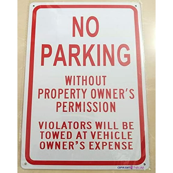 Warning Plaque No Parking Metal Tin Signs Wall Decor Safety Warning 8 X 12 Inch (opl-10, 8x12 Inch)