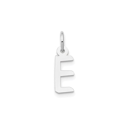 10k White Gold Initial E Pendant Charm, Polished Block Letter, Unisex, Jewelry Stores Network