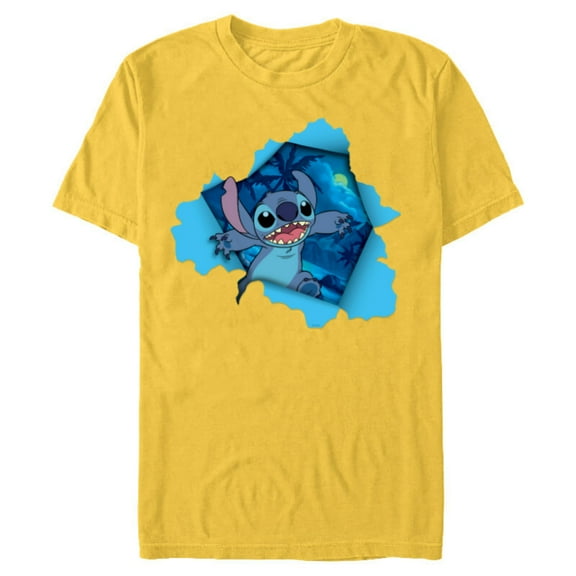 Disney Lilo & Stitch Tropical Breakout - Short Sleeve Blended T-Shirt for Adults - Customized-Yellow