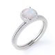 thumbnail image 4 of JeenMata Anillo de Bodas de 1,5 Uds con Ópalo de Fuego Natural Redondo y Moissanita Engastado en Oro Blanco de 18 K sobre Plata, 4 of 6