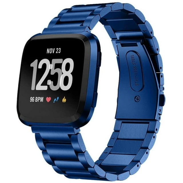 YOPTOP BXUXOHS Bracelet en Métal Compatible avec Fitbit Versa 2, Versa, Versa Lite Edition, Bracelet de Remplacement en Acier Inoxydable Compatible avec Fitbit Versa Smartwatch, Bleu