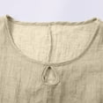thumbnail image 6 of QASIEATN Women's Trendy Essentials Clothing: Graceful Summer Short Sleeve Solid Casual Loose Linen Top Fall Fashion Outfits for Women, 6 of 8