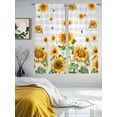 thumbnail image 3 of Sheer Curtains 72 Inches Long 2 Panels, Rustic Yellow Sunflower Leaf Rod Pocket Curtain Voile Draperies, Cute Bee on Grey White Plaid Light Filtering Window Treatment for Living Room Kitchen Bedroom, 3 of 8