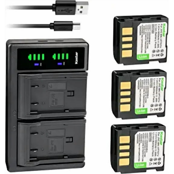 Kastar 3-Pack BN-VF707 Battery and LTD2 USB Charger Replacement for JVC GZ-MG60EZ GZ-MG60U GZ-MG60US GZ-MG67 GZ-MG67AA GZ-MG67AC GZ-MG67AH GZ-MG67E GZ-MG67EX GZ-MG67EK GZ-MG67EY GZ-MG67EZ GZ-MG67U