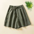 thumbnail image 3 of Women Shorts Plus Size Summer Solid Color Pocket Cotton Linen Loose and Comfortable Fashion Casual Shorts, 3 of 3
