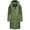 Pine Olive, variant on Women's Mid-Length Winter Coat with Hood - Weather-Resistant - Nanami XVI