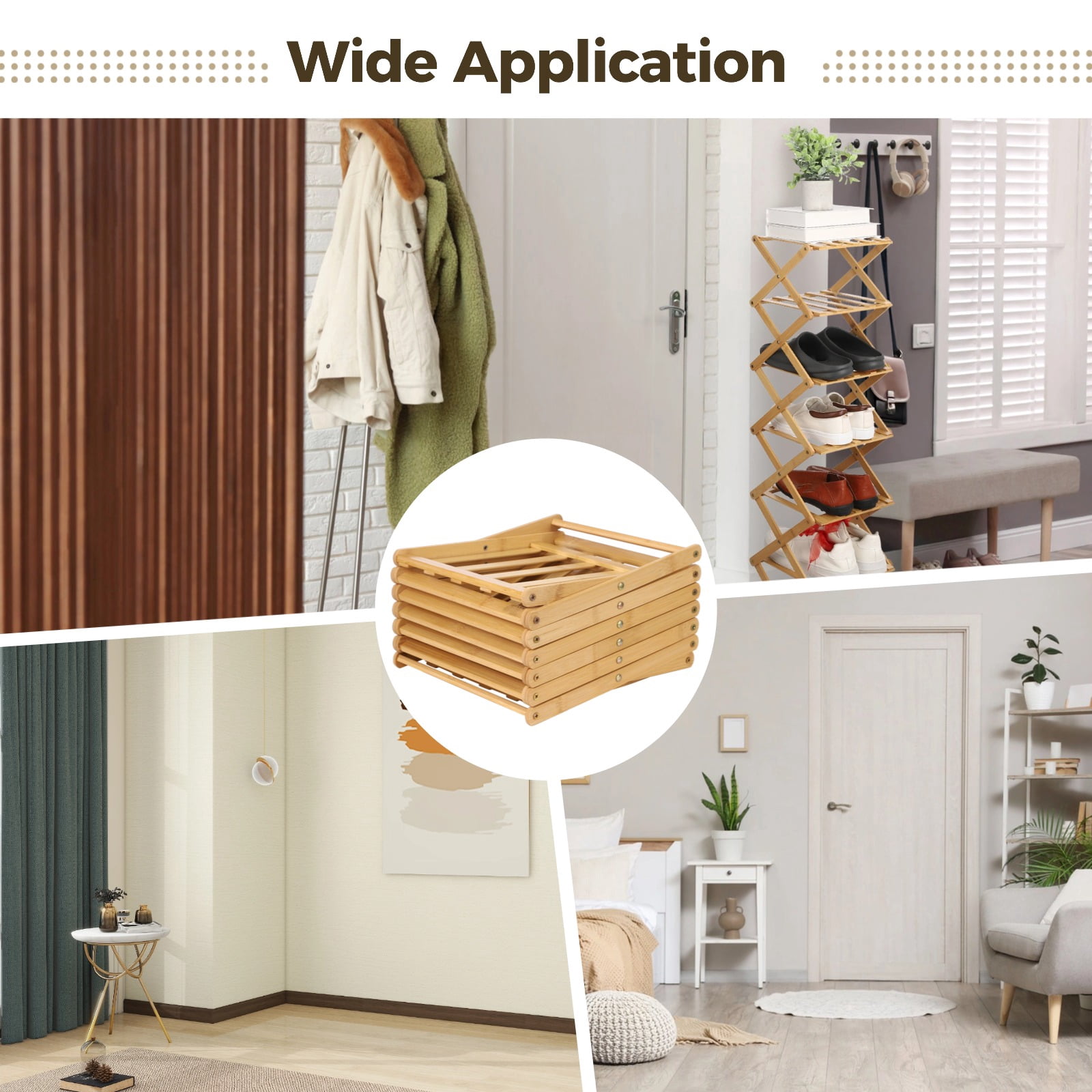 Folding Shoe Rack, 7 Tier Shoe Rack Wooden Vertical Shoe Rack for Small Spaces, Narrow Corner Shoe Organizer for Home