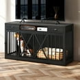 thumbnail image 6 of Craftian Large Dog Crate Furniture TV Stand with Charging Station, 63in Rustic Heavy Duty Metal Wooden Dog Crate and Kennel for Small Medium Large Dogs - Gray, 6 of 8