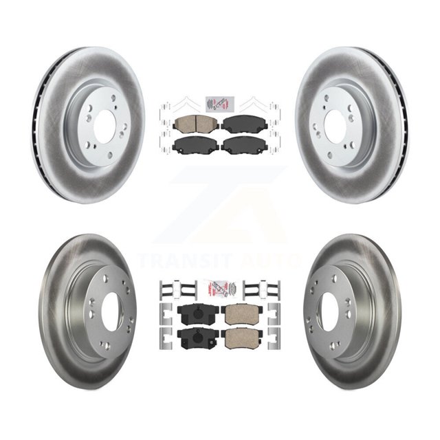 Transit Auto Front Rear Ceramic Pads and Coated Disc Brake Rotors Kit for Car Honda Civic Acura ILX KGA-101906