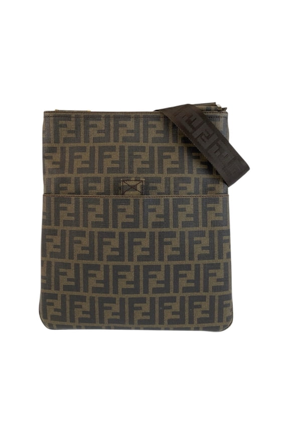 Pre-Owned FENDI Zucca Brown with Gold Hardware 7VA207-UZD Shoulder Bag/Pouch for Men