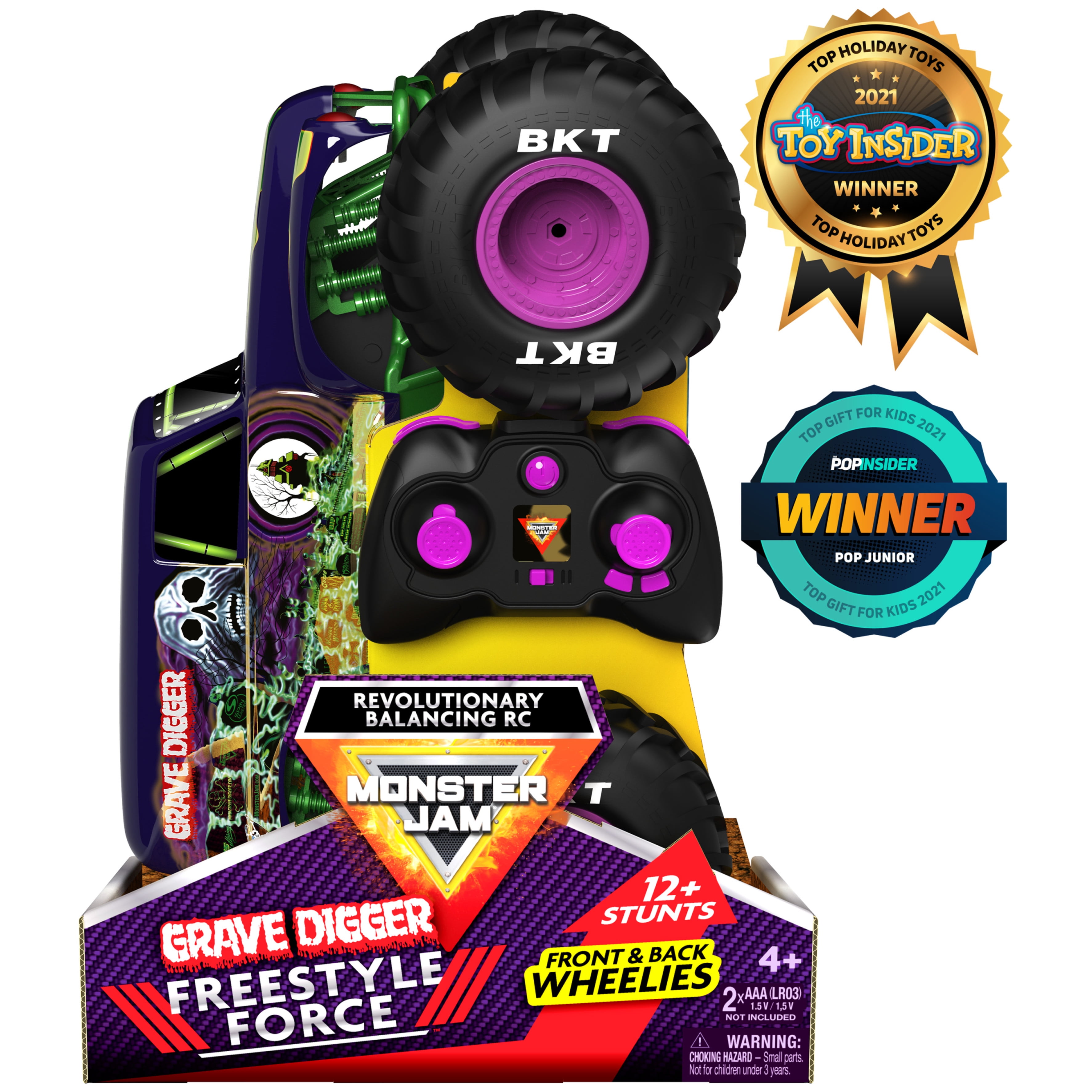 Monster Jam Grave Digger Freestyle Force RC Monster Truck, 1:15 Scale