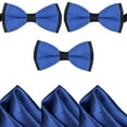thumbnail image 5 of Mens Blue and Black Pre-Tied Wedding Bow Ties and Pocket Square Sets, 5 of 5